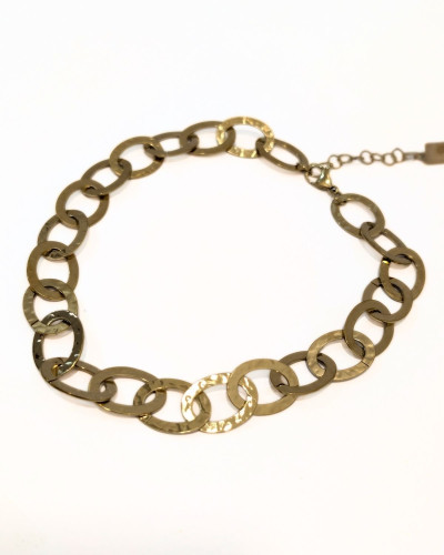 Collier femme acier inoxydable maille ovale doré