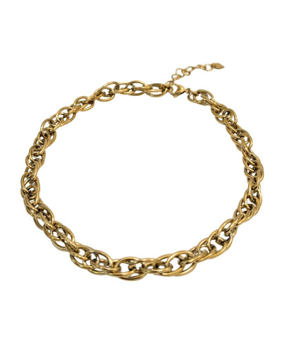 Collier femme acier inoxydable chaine maille doré