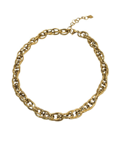 Collier femme acier inoxydable chaine maille doré