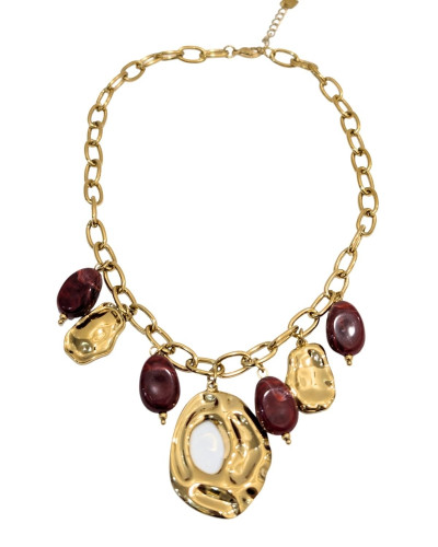 Collier femme acier maille breloques