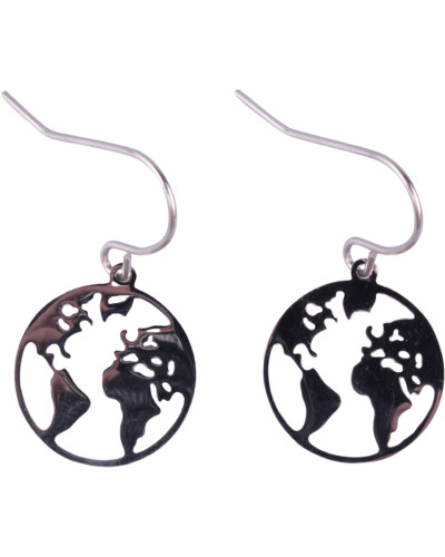 Boucles d'oreilles MILE MILA Globe terrestre acier