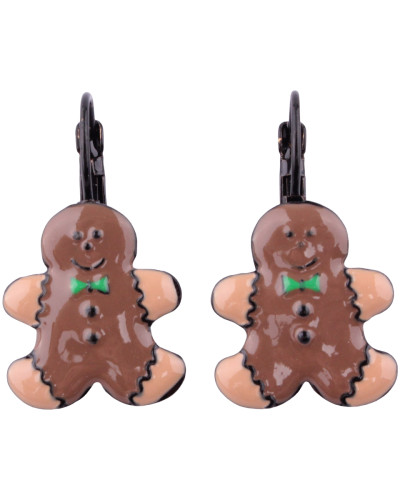 Boucles d'oreilles LOL le bonhomme en pain d'épice et son noeud