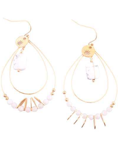 Boucles d'oreilles acier doré perles blanches Rayoni MILE MILA