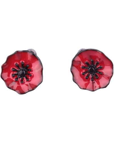 Boucles d'oreilles LOL coquelicots rouges coeurs noirs