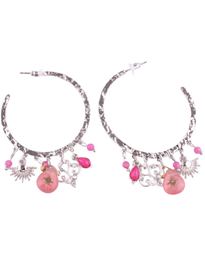 Boucles d'oreilles LOL Anneaux argent perles roses Royaltoili