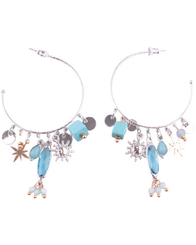 Boucles d'oreilles LOL Anneaux argent et turquoises Cubitoili