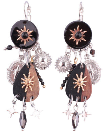 Boucles d'oreilles LOL noires Totitoili