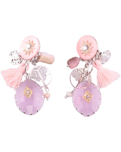 Boucles d'oreilles LOL à clips roses Perlivie