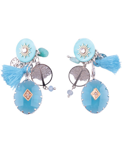 Boucles d'oreilles LOL à clips turquoises Perlivie