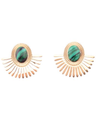 Boucles d'oreilles dorées pierre malachite 