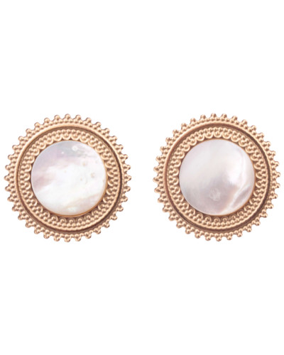 Boucles d'oreilles acier doré rond pierre nacre