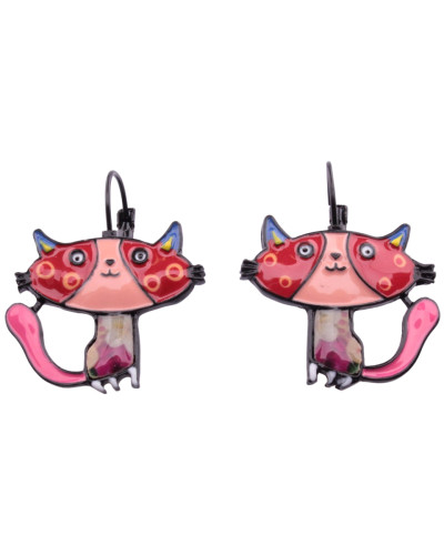 Boucles d'oreilles LOL chat rouge et rose