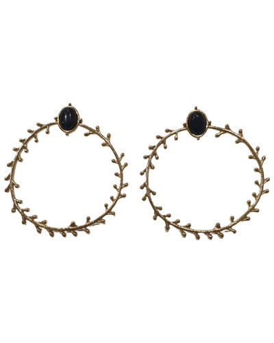 Boucles d'oreilles Acier cercle de branche avec onyx