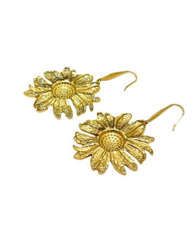 Boucles d'oreilles femme acier doré tournesols
