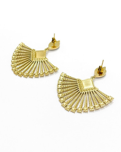 Boucles d'oreilles femme acier doré strass et nacre Germaine