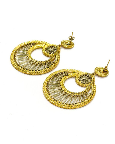Boucles d'oreilles femme acier doré fil irisé Anneaux