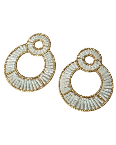 Boucles d'oreilles femme acier doré et perles Ondine