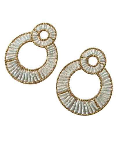 Boucles d'oreilles femme acier doré et perles Ondine
