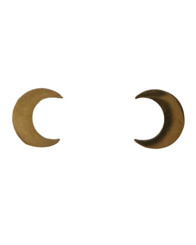 Boucles d'oreilles femme puces lunes acier doré