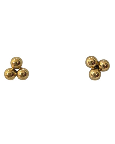 Boucles d'oreilles femme puces triboules acier doré