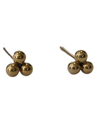 Boucles d'oreilles femme puces triboules acier doré