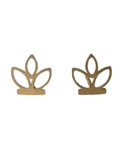Boucles d'oreilles femme puces plantis acier doré