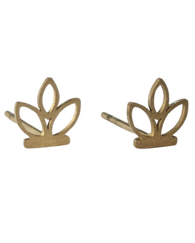 Boucles d'oreilles femme puces plantis acier doré