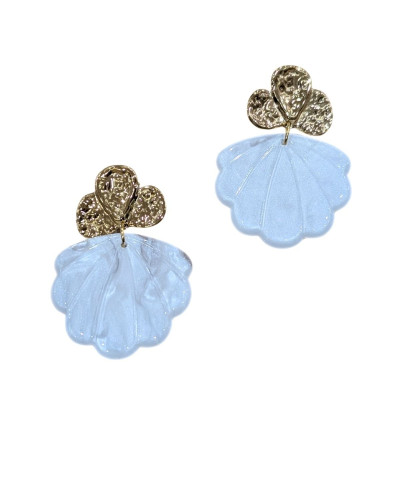 Boucles d'oreilles femme fleurs dorées et nacre blanche Suzanne