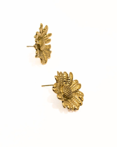Boucles d'oreilles femme marguerites dorées