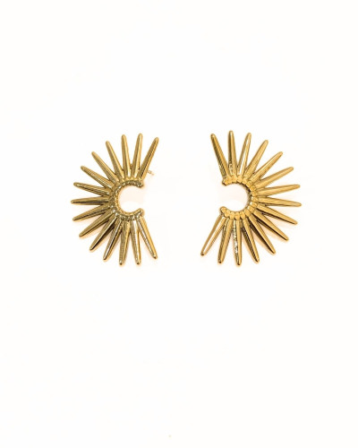 Boucles d'oreilles femme demi soleils dorés