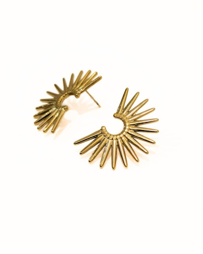 Boucles d'oreilles femme demi soleils dorés