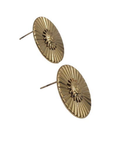 Boucles d'oreilles femme médaillons soleils dorés