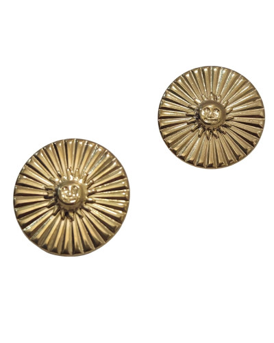 Boucles d'oreilles femme médaillons soleils dorés