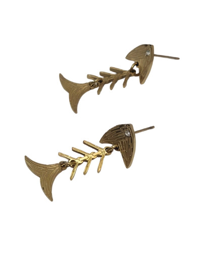 Boucles d'oreilles femme arêtes de poissons dorées