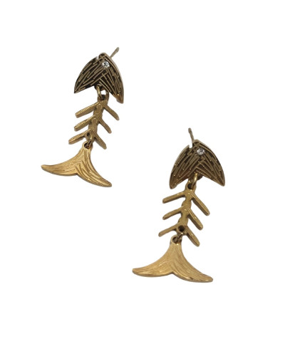 Boucles d'oreilles femme arêtes de poissons dorées
