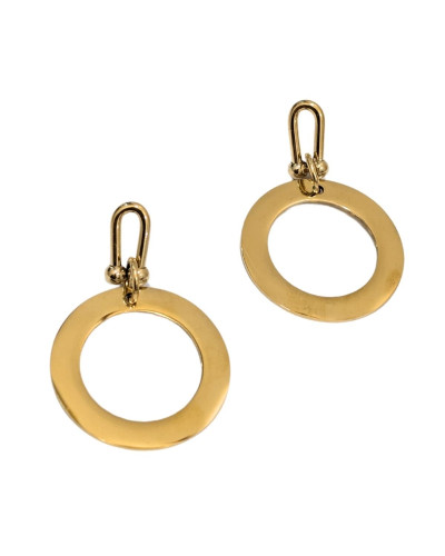 Boucles d'oreilles femme acier doré anneau pendant
