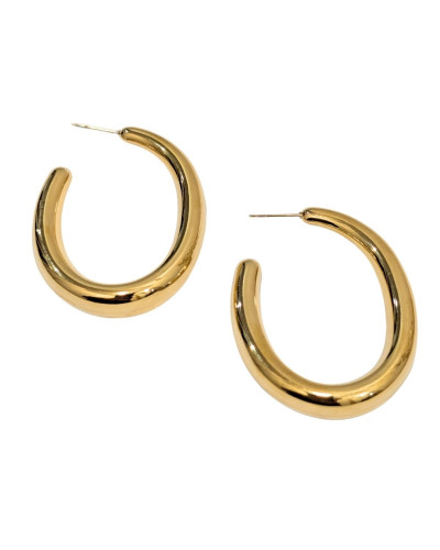 Boucles d'oreilles femme acier doré créole épaisse