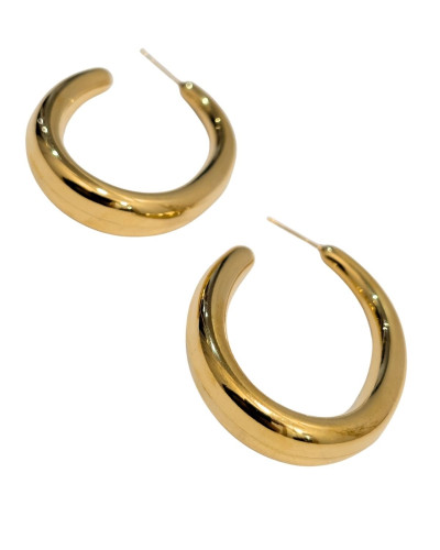Boucles d'oreilles femme acier doré créole épaisse