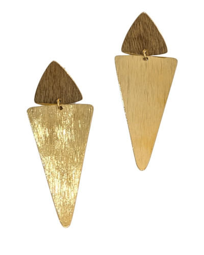 Boucles d'oreilles femme acier doré triangles pendants