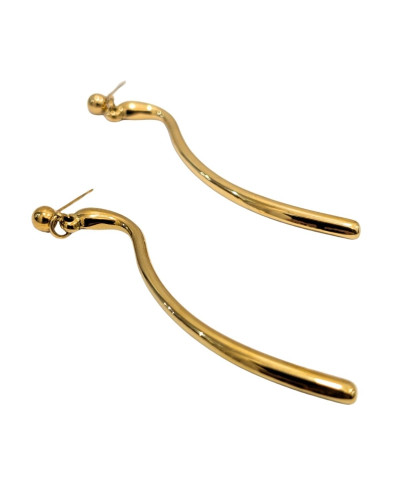 Boucles d'oreilles femme acier doré zig zag