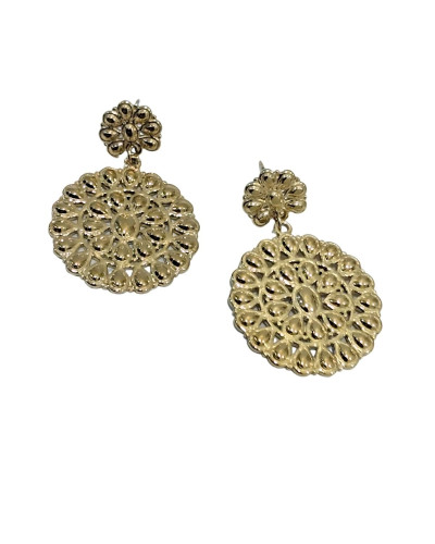 Boucles d'oreilles femme acier doré rond de gouttes