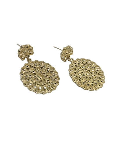 Boucles d'oreilles femme acier doré rond de gouttes