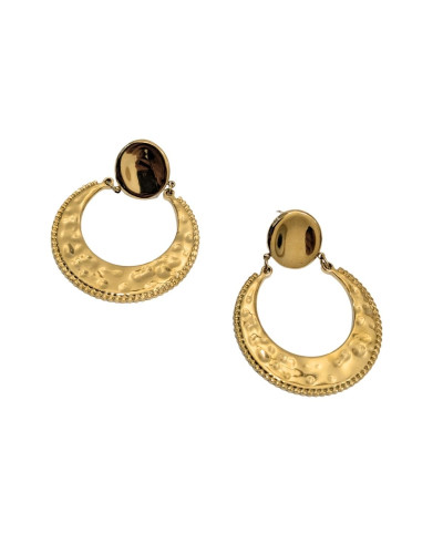 Boucles d'oreilles femme acier doré lune