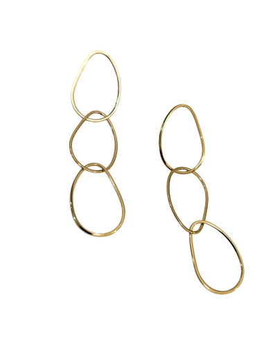 Boucles d'oreilles femme acier doré anneaux entrelacés