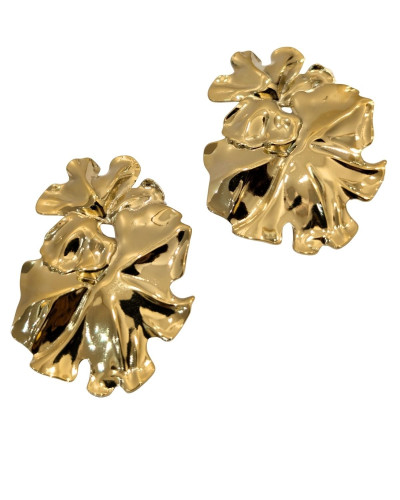 Boucles d'oreilles femme acier fleur résine dorée
