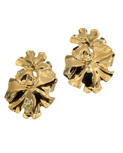 Boucles d'oreilles femme acier fleur résine dorée