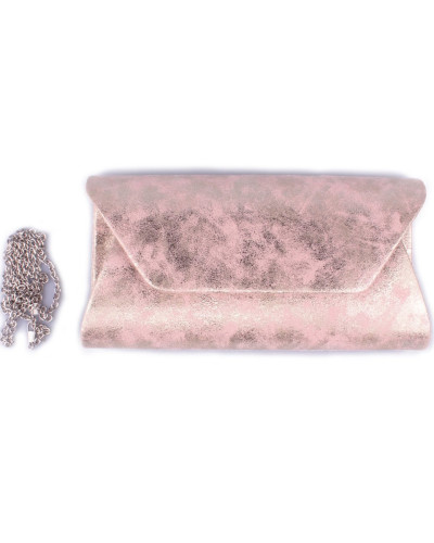 Pochette rigide 28 cm rose nacrée dorée