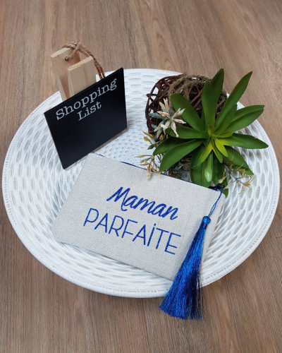 Petite pochette LOL beige pailletée Maman Parfaite et pompon