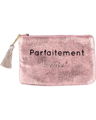 Petite pochette LOL rose pailletée Parfaitement imparfaite pompon doré