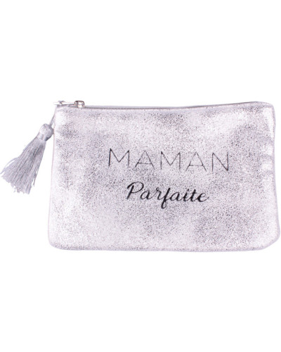 Petite pochette LOL argent pailletée Maman Parfaite et pompon